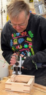 Frank using Festool Vecturo with plunge base to cleanig up rabbet corner -small.JPG