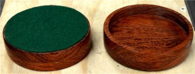 Bubinga coasters 11 -Applying felt on the bottom of the coasters -small.JPG