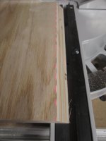 Completed 45 bevel cut with saw at 90.JPG